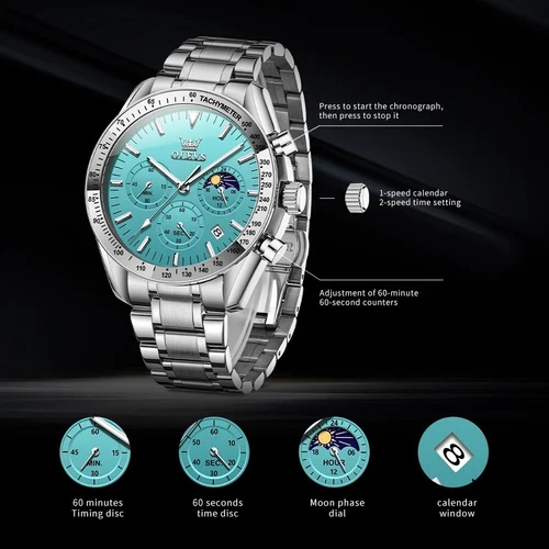 OLEVS Wasserdicht Quarzuhr Leuchtend Business Luxus Datum Armband Herren Herren - Bild 2 von 20