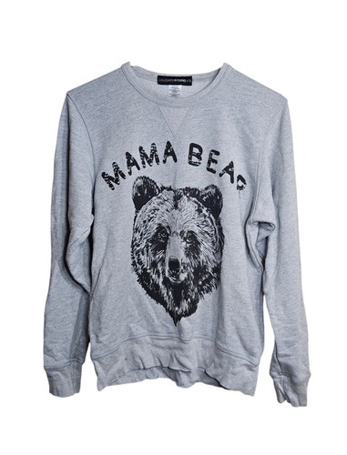 LULUSIMONSTUDIO Mama Bear Gray Sweater Sweatshirt Pullover Womens Small USA Made