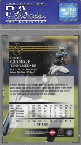 2000 Collector's Edge Graded Eddie George Uncirculated #141 PSA MINT 9 - Picture 2 of 2