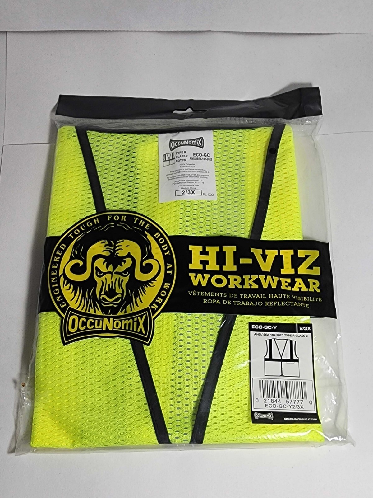 High Visibility Class 2 Mesh Safety Vest for Men 2X/3X Single Stripe