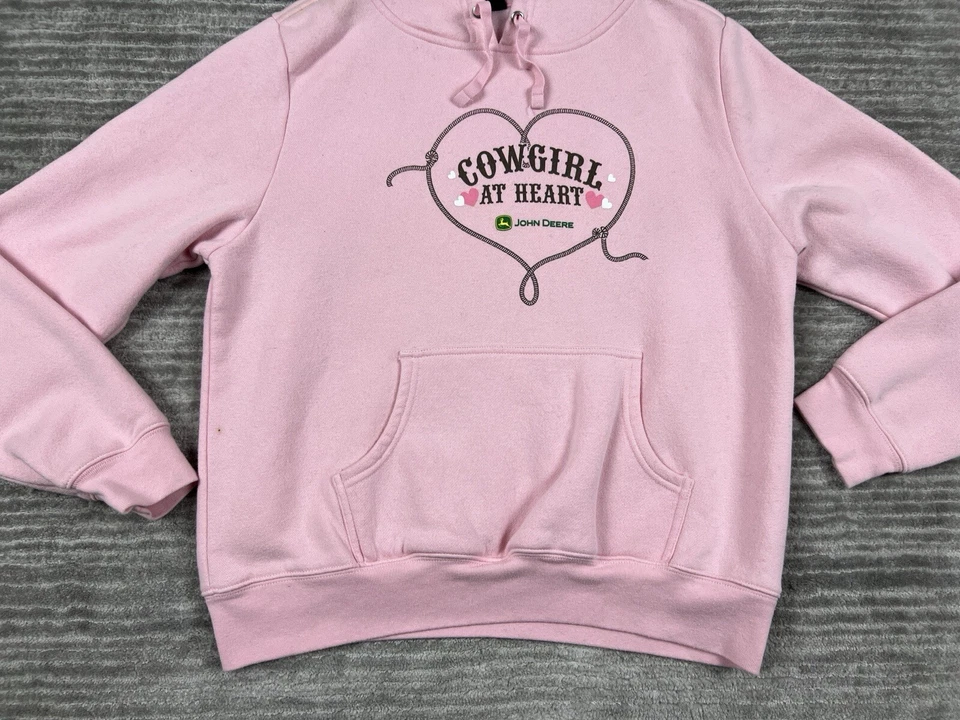 John Deere Hoodie Juniors Large 11/13 Pink Cowgirl at Heart Sweatshirt  Casual - Image 3 of 4