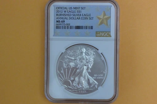 2012-W Burnished Silver Eagle NGC MS69 UNC (2012 Annual Dollar Set)