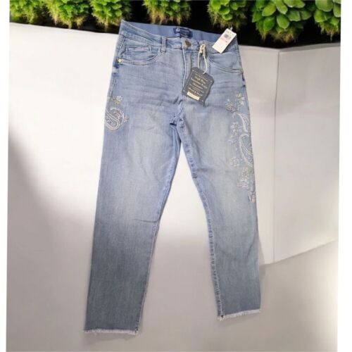 Democracy High Rise Skimmer Ankle Jeans Embroidered Detail Ab Solution Size 10P