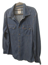 Levi's pearl snap long sleeve blue shirt 100 cotton size large mens