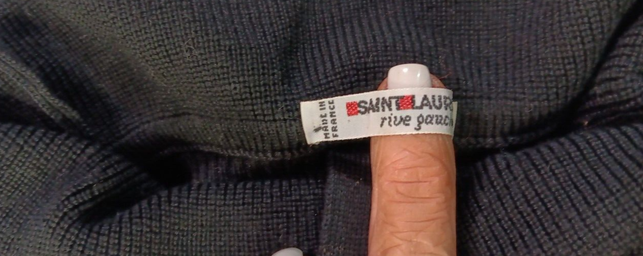 Maglione Saint Laurent vintage lana di agnello rotolo linguetta collo tartaruga nero tg 40