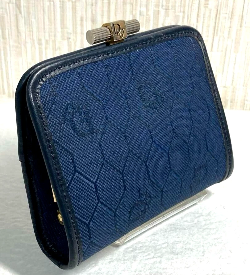 Christian Dior Porte Monnaie Trotteur Portefeuille Porte Monnaie Compact Marine
