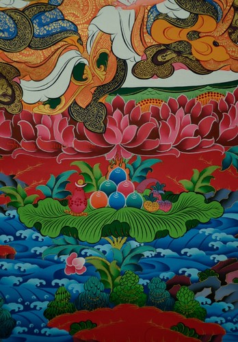 34.25" x 24" Guru Rinpoche Tibetan Buddhist Thangka/Thanka Painting from Nepal - Picture 7 of 10