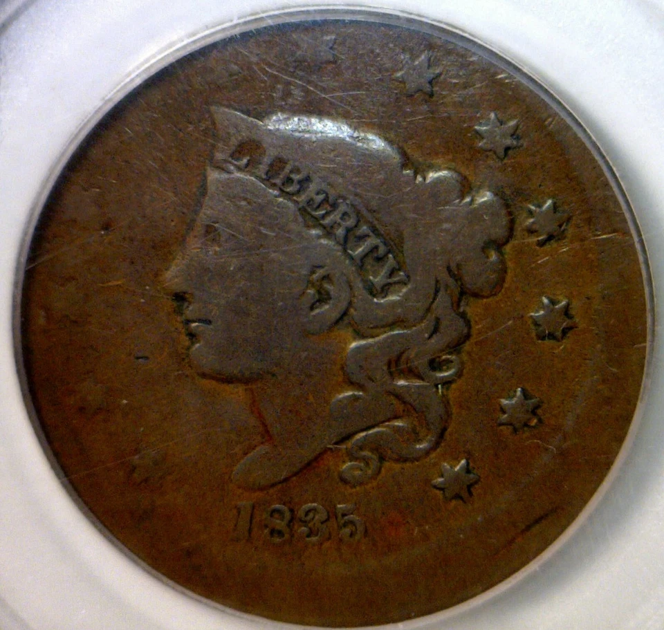 1835 ERROR PCGS G6 Off Center LARGE CENT Coin NICE EARLY O/C FREE SHIP - Image 3 of 4