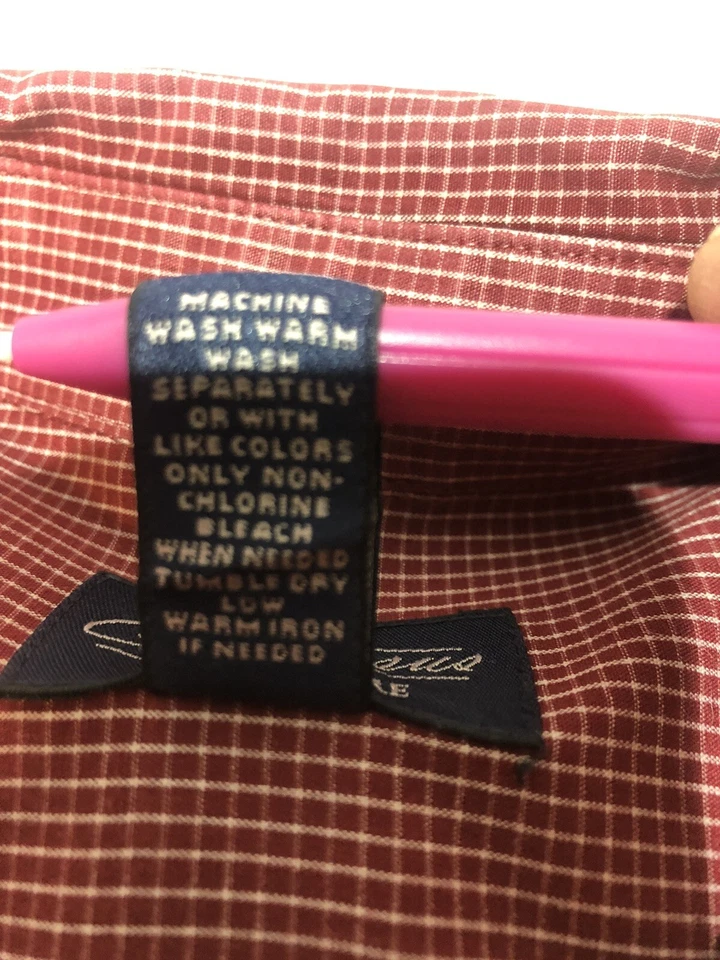 Camisa de vestir Consensus para hombre manga larga abotonada roja a cuadros talla M Foto 2 de 4