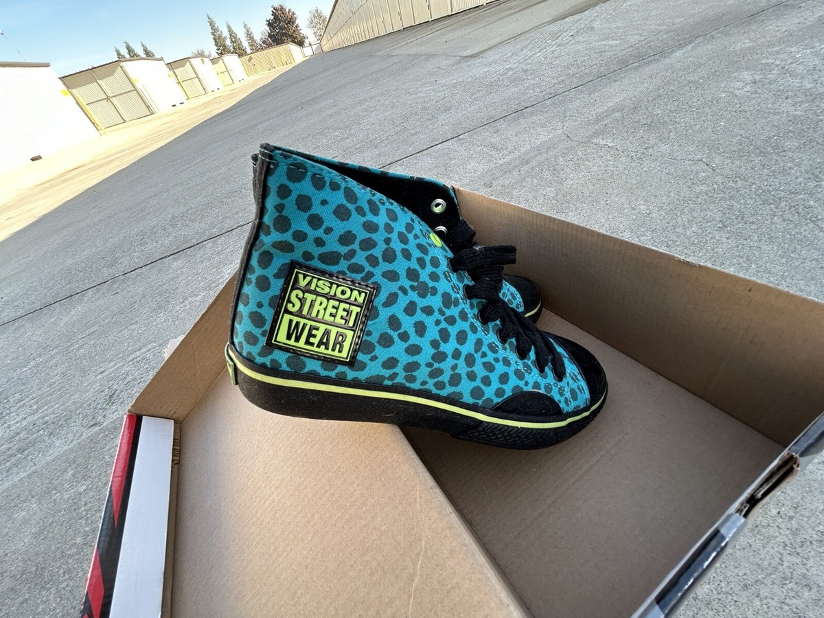 vision street wear スニーカー　size27.5 Vision Street Wear Canvas Hi Top Teal/black Jungle Skate Shoe