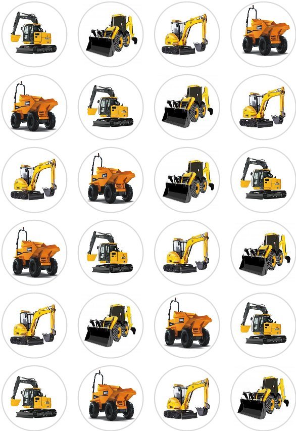 24 Yellow Diggers Cupcake Fairy Cake Toppers Edible Rice Wafer Paper