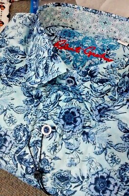 NWT Robert Graham men's L long sleeve button down Shirt Fancy Abstract Floral Cl
