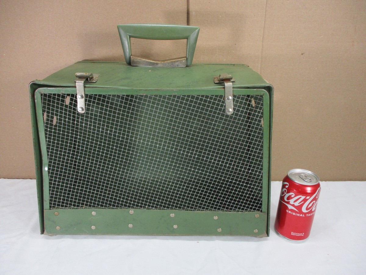 Vintage ALCO 1950s Pet Carrier AVOCADO GREEN Vents Small Dog Cat