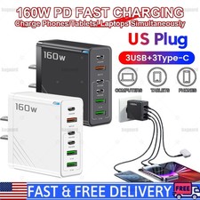 160W 3 Type-C 3 USB 6 Ports Fast Charge Cellphone Charger QC 3.0 Super Charging