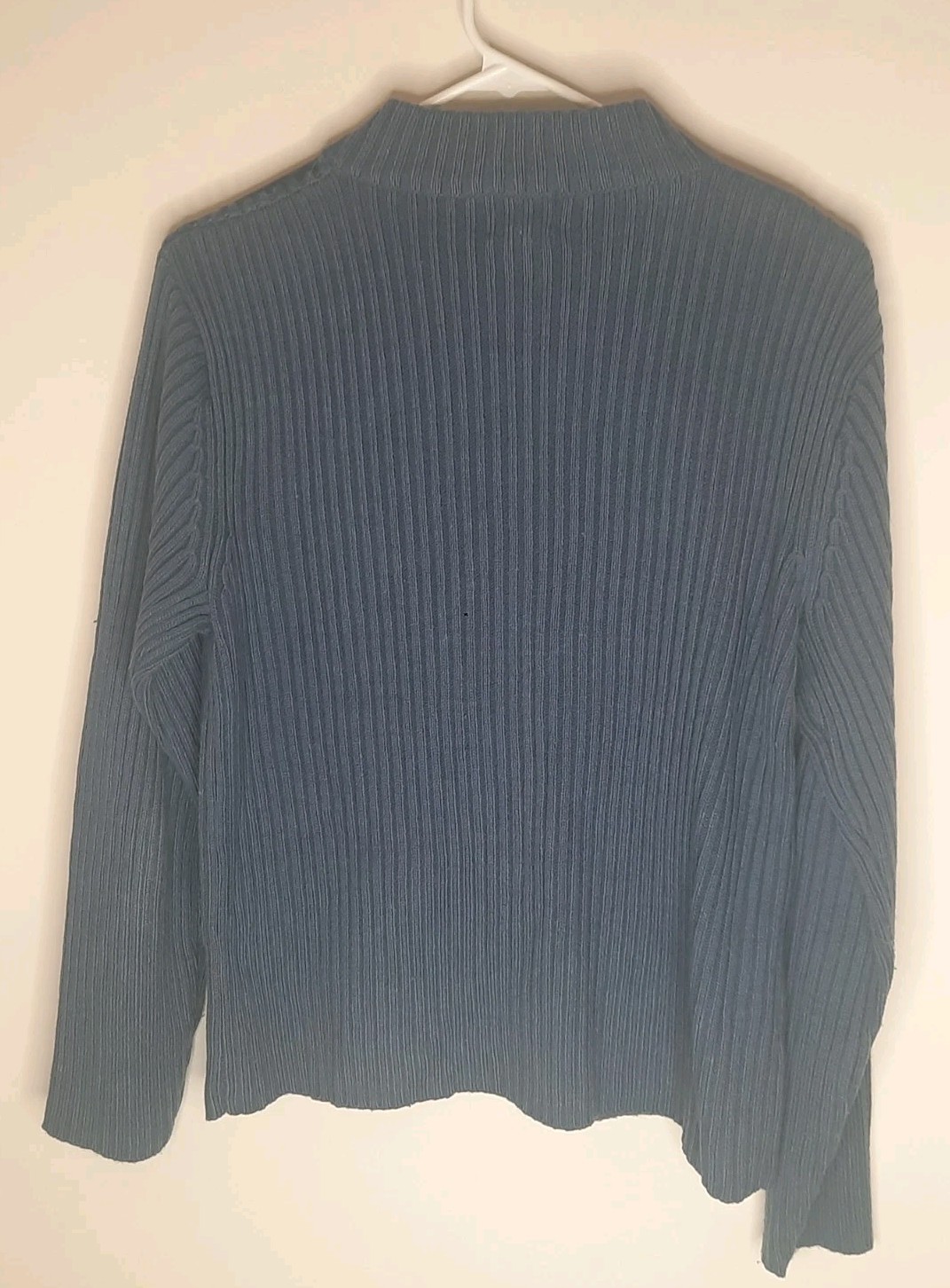 Leather Patchwork Blue Cardigan Size Medium Fall … - image 3