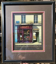 Thomas Pradzynski Titled "Librairie" Signed & # 15/150 Serigraph on Paper Framed