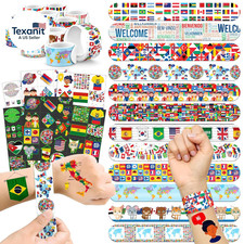 96 PCS World Flag Party Favors   72 Pre-Cut Temporary Tattoos  24 Slap Bracelet