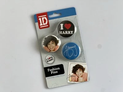 One Direction 1D Fashion Pins Set (2012) I Love Harry - Brand New Vintage Merch