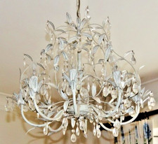 Laura Ashley Lavenham 8 Arm Chandelier Cream and Gold.