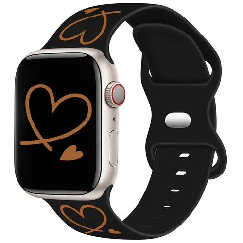 Apple Watch Compatible Silicone Strap Heart Pattern Soft Printed Sport Band