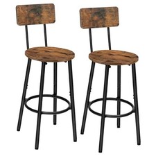 Bar Stools,Set of 2 Round Bar Chairs with Back,25.2" Bar Rustic Brown  Black