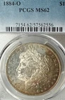 1884-O MS62 Brown/Red Toning Obverse PCGS New Orleans Mint Morgan Silver Dollar