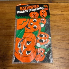 Vintage 1990s Halloween Mailbox Mail Box Magnetic Cover JOL Pumpkins Black Orang