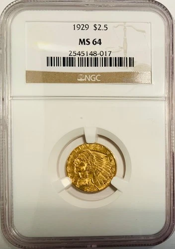 1929 $2.5 Gold Indian Head Quarter Eagle NGC MS64