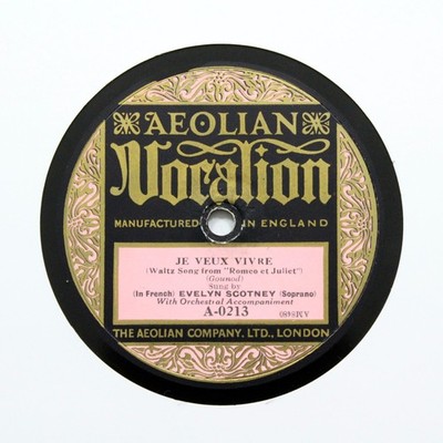 EVELYN SCOTNEY ''Je Veux Vivre / Blue Danube'' 12'' AEOLIAN VOCALION A-0213 [78]