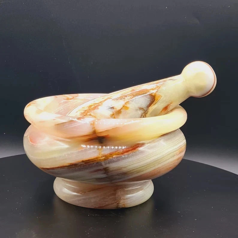 Onyx Marble Mortar & Pestle | Natural Stone Spice Grinder | Herb Crusher Kitchen
Opens in a new wind
