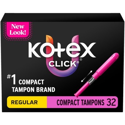 Tampons Regular Absorbency Unscented 192 Count 6 Pack Click Compact Kotex Packs