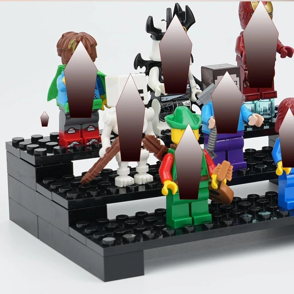 Brick Minifigure Display Stand 3 Tier for Lego Minifigures 35 Figures Black