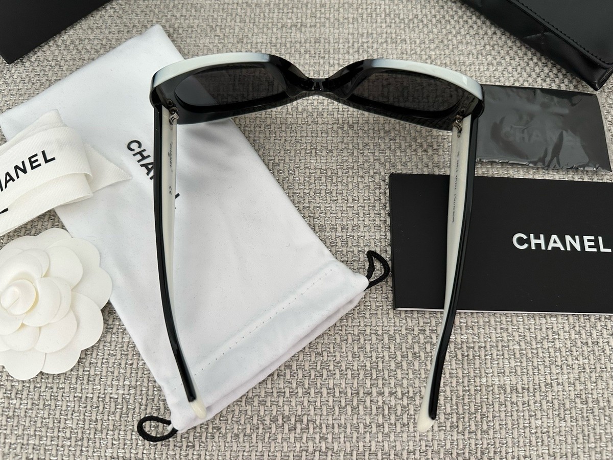 NIB 100%AUTH Chanel Classic Black&White Square Sunglasses 71414A