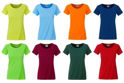 JAMES+NICHOLSON Ladies Damen Basic T-Shirt Bio Baumwolle Shirt 8007 NEU