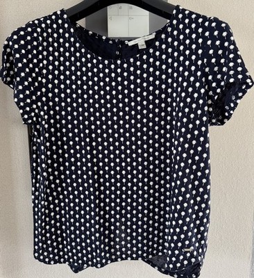 Tom Tailor Damenbluse Bluse Schlupfbluse Kurzarm Gr. M dunkelblau  mit Muster
