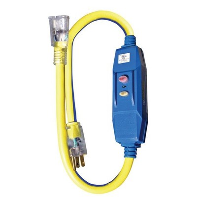 Voltec 04-00103 12/3 STW 20 Amp GFCI Adapter with Lighted End, 3-Foot, Blue w...