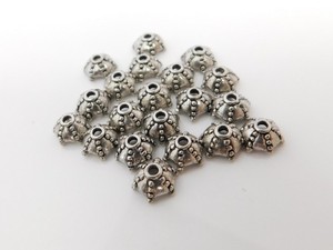 Vintage Metal Bead Caps 8mm, Antique Silver Color, Findings Destash Lot of 20