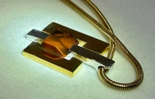 Vintage Lanvin Paris 1970s Modernist Necklace with Geometric Pendant