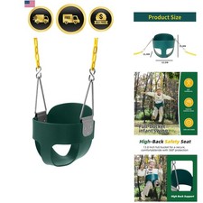 High Back Full Bucket Toddler Swing Seat with Yellow Coated Chains Fully Asse...