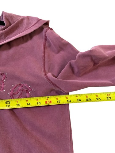 Vintage Y2K 2000s BCBG Max Azria Berry Cotton Zip Up Long Hoodie Size L - Picture 3 of 5