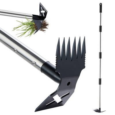 Heavy Duty 60'' Weed Puller Tool  2in1 Manual Rake & Hoe for Garden Care