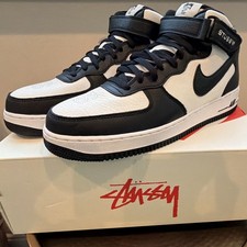 Nike Stussy x Air Force 1 Mid Black White for Sale | Authenticity