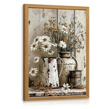 Daisy Floral Wall Art, Vintage Rustic Farmhouse Wildflower Wall Decor, Countr...