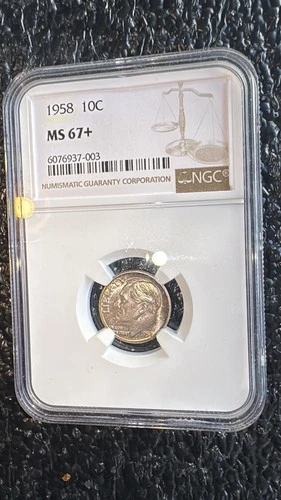 1958 NGC MS67+ Roosevelt Dime TOP POP
