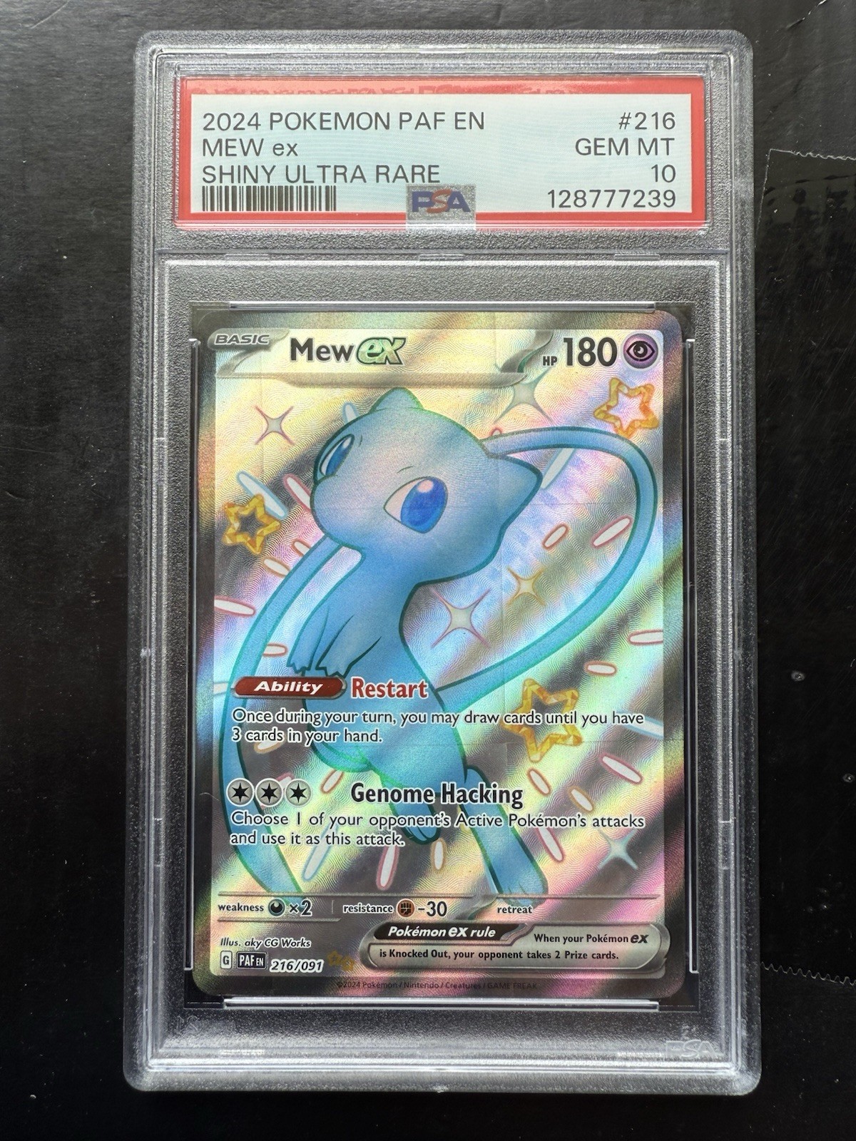 Pokemon Mew EX 216/091 Paldean Fates Full Art Shiny Ultra Rare PSA 10