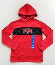 Puma tech pullover fleece hoodie boys LARGE 14/16 red