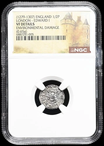 ENGLAND. Edward I Longshanks, 1272-1307. Silver Halfpenny, NGC VF Details