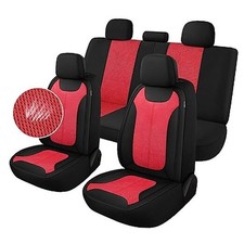 Car Seat Covers Premium 3D Air Mesh Cloth Washable and Full Set Black/Red