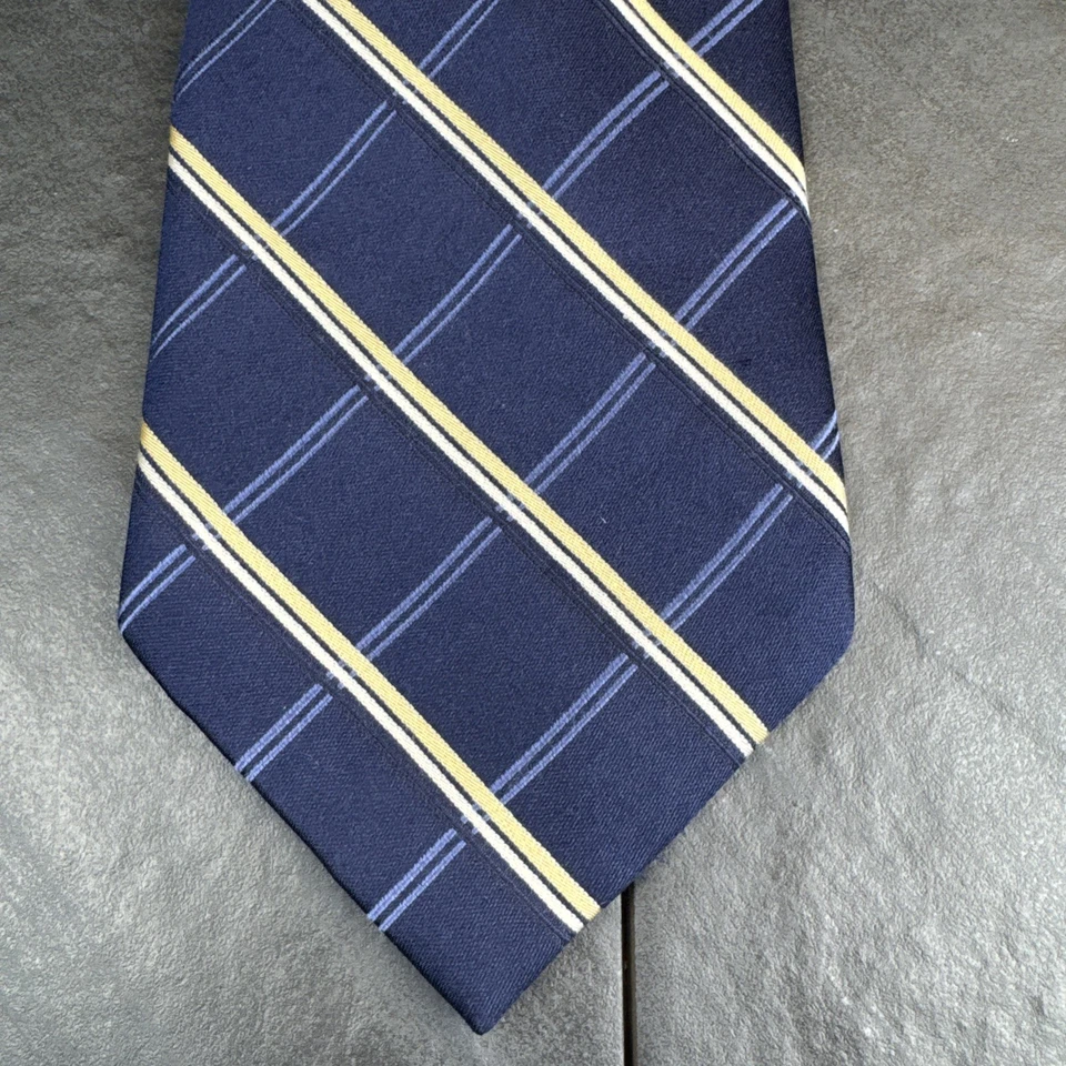 Corbata Preswick & Moore azul amarillo X-larga para hombre 100 % seda 61 x 4 XL Foto 2 de 4