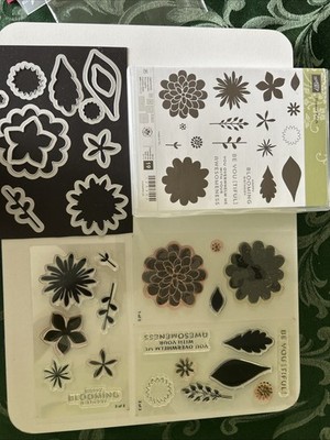 Stampin Up! FLOWER PATCH Stamp Set & Dies Bundle Blooming Awesome Beautiful